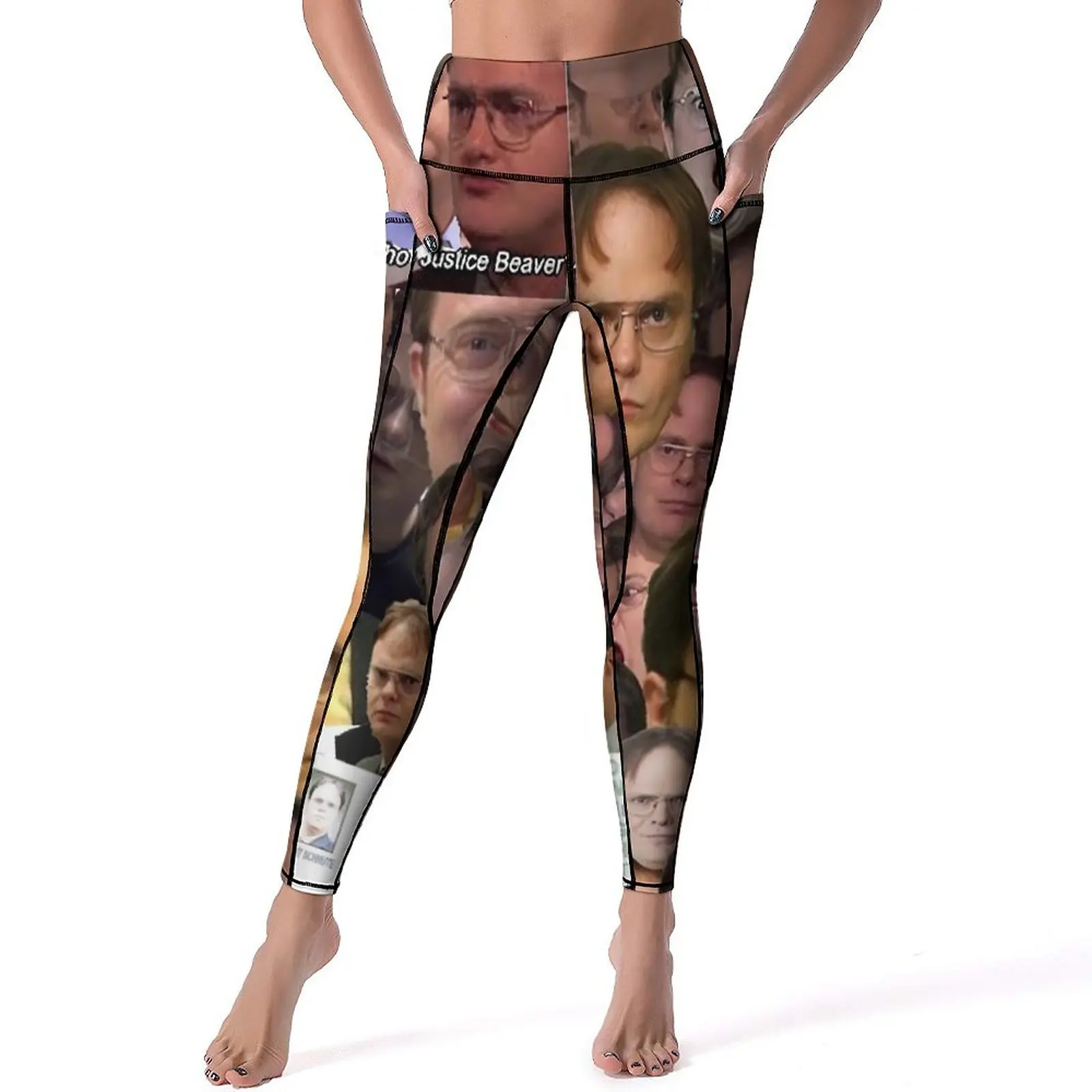 

Dwight Schrute Leggings Sexy The Office Workout Gym Yoga Pants High Waist Stretch Sports Tights Pockets Fashion Custom Leggins