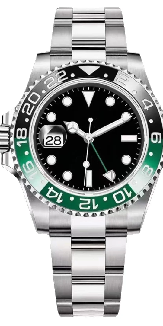 Новинка 2022 мужские наручные механические часы 40 мм GMT с черной и зеленой