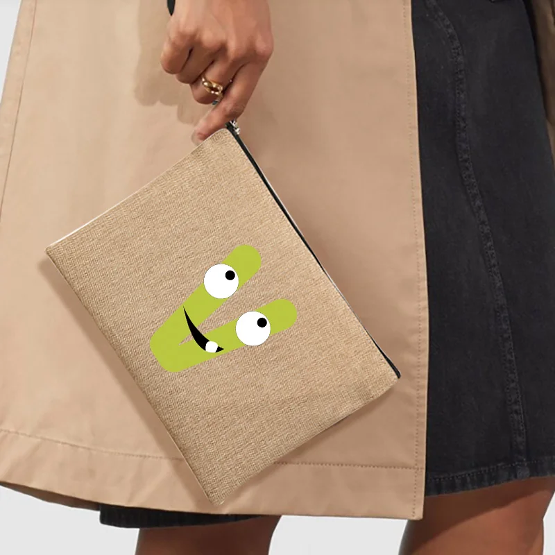 Женская косметичка с зелеными монстрами и надписью, дорожный портативный органайзер для макияжа, сумки, косметичка, органайзер для макияжа,...