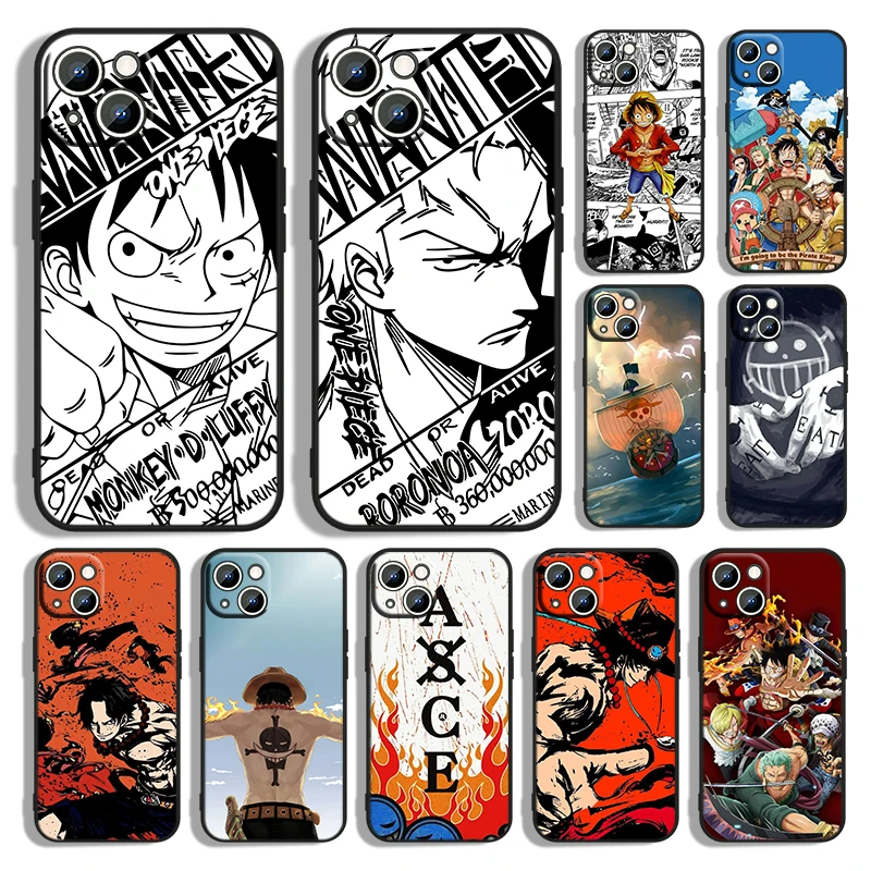 

Luffy Zoro One Piece Phone Case For Apple iPhone 14 13 12 11 Pro Max mini XS XR X 8 7 6S 6 Plus Black Soft Funda Back Cover