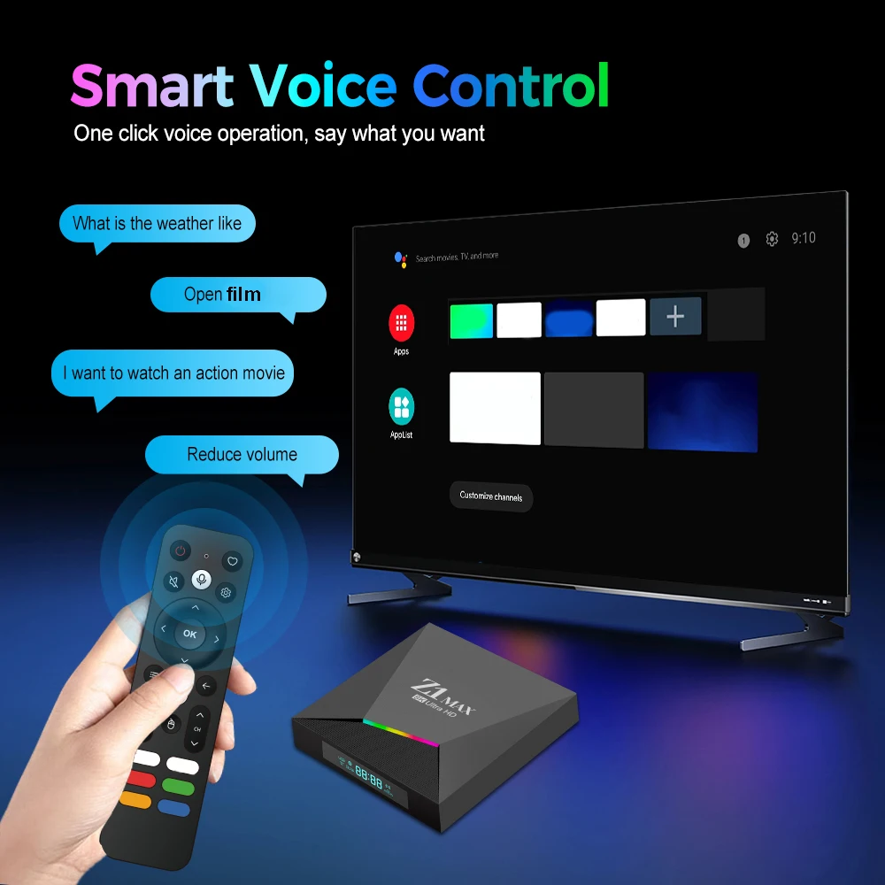 Фото Z1 Max TV Box Android 15 iptv Allwinner H618 Четырехъядерный процессор 4G 5G Dual WiFi HD 8K 4K Медиаплеер BT 5.0 Поддержка голосового дистанционного управления TV Box №5