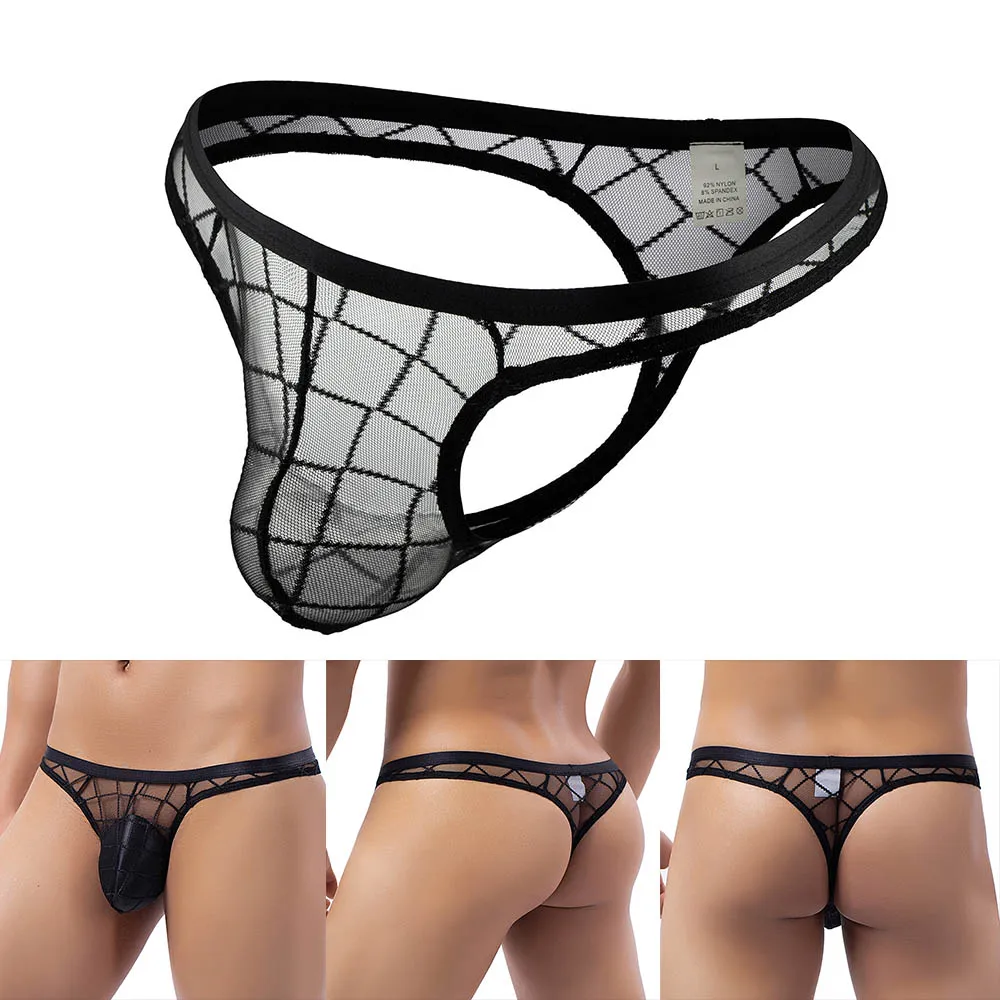 

Mens Sissy Mesh Sheer Underwear G-String Gay Thong Pouch Briefs Bikini Breathable Erotic Lingerie Panties