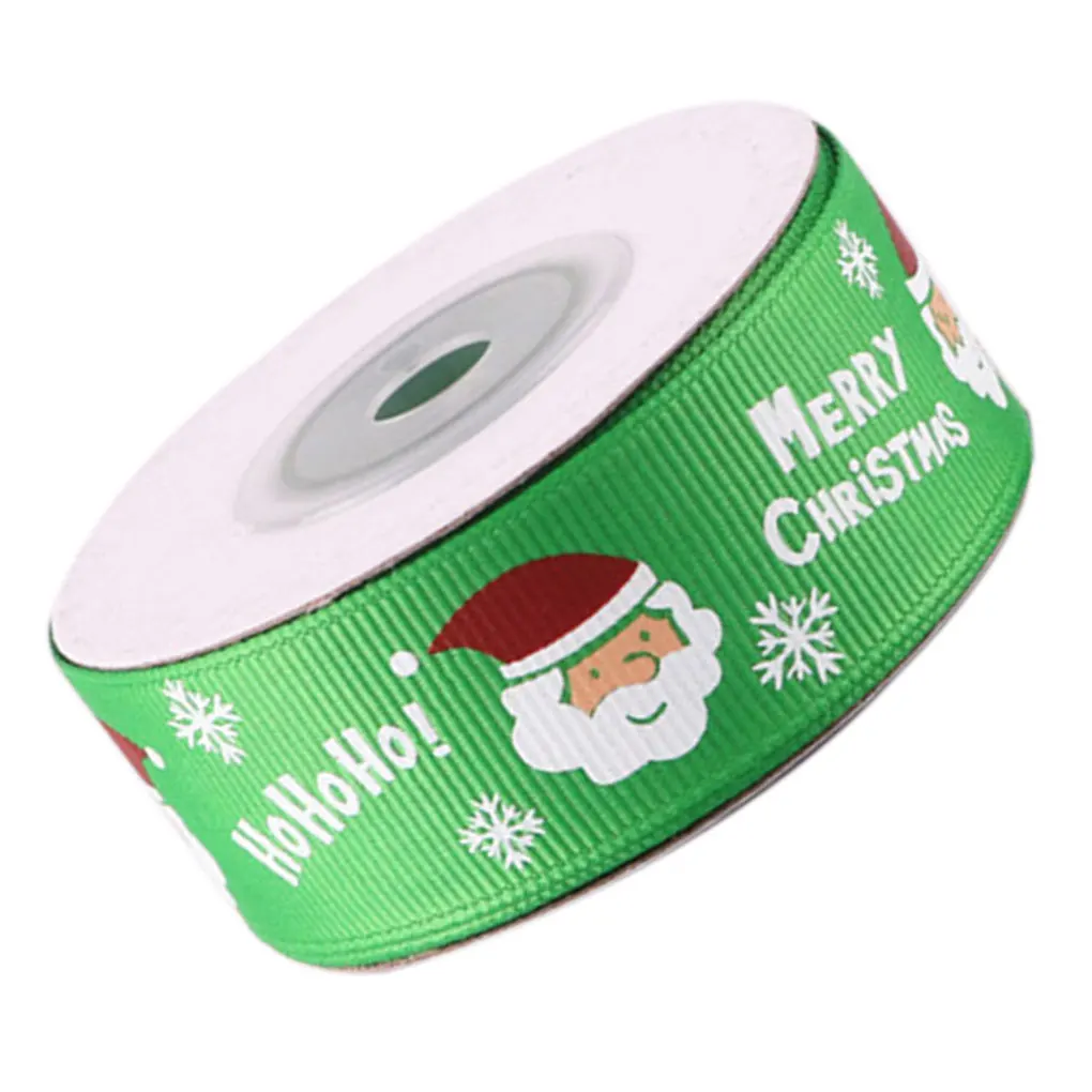 25 мм Рождественская лента 10 ярдов печатные ленты в рубчик для новогодней елки