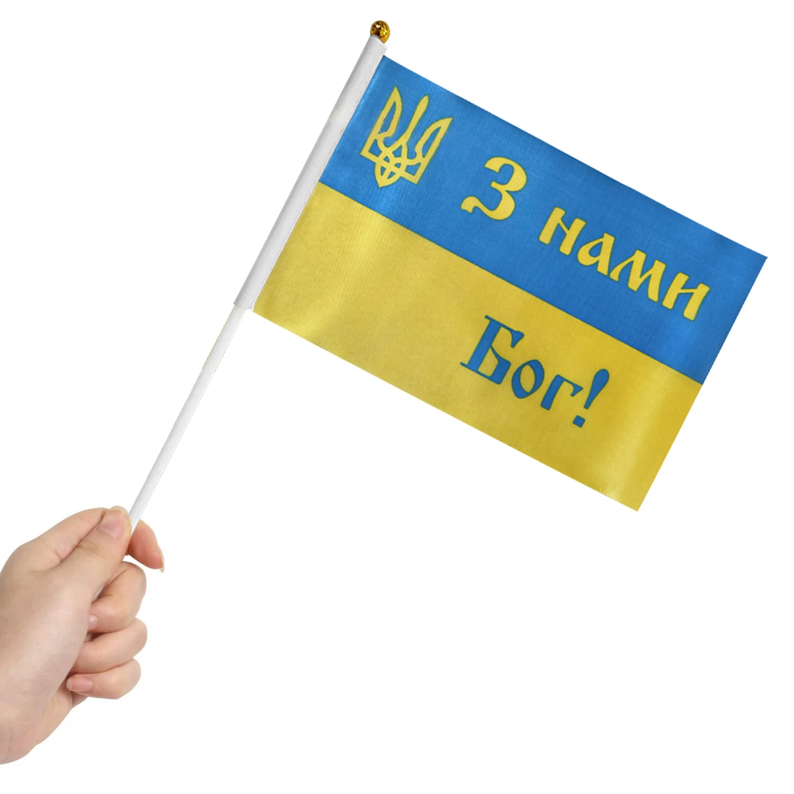 

100Pcs Ukraine Handheld Flags 8.2x5.5 inch Ukrainian National Mini Stick Flag with Flagpole for Party Festival Parades Decor