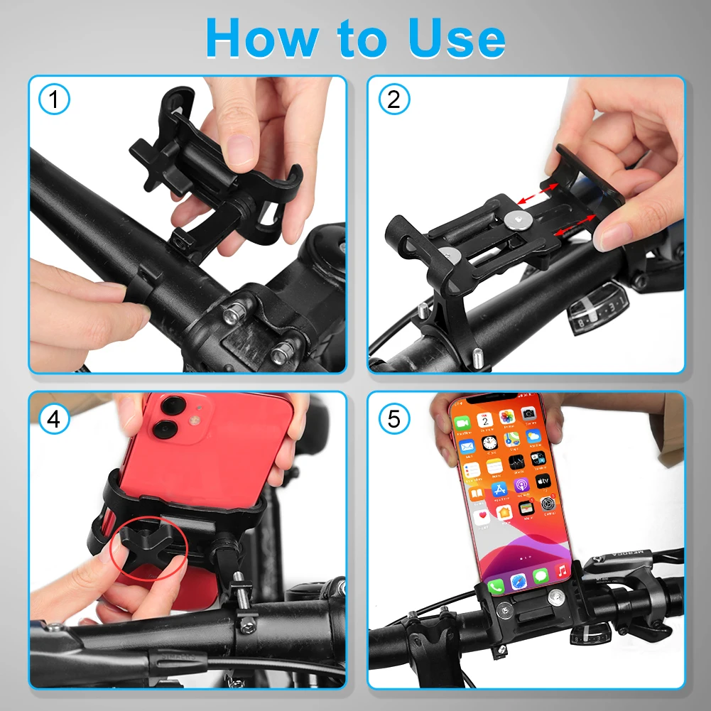 AUBTEC Велосипедное крепление для мобильного телефона на руле мотоцикла и горного велосипеда для GPS-навигации и аксессуаров для велосипедов.