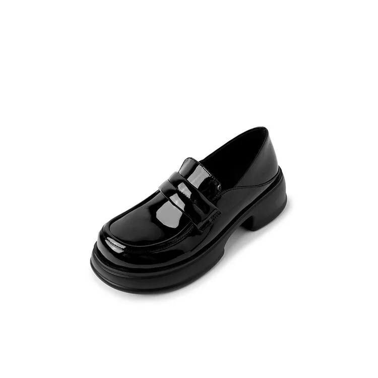 Женская обувь из лакированной кожи женские лоферы на высоком каблуке Осенняя