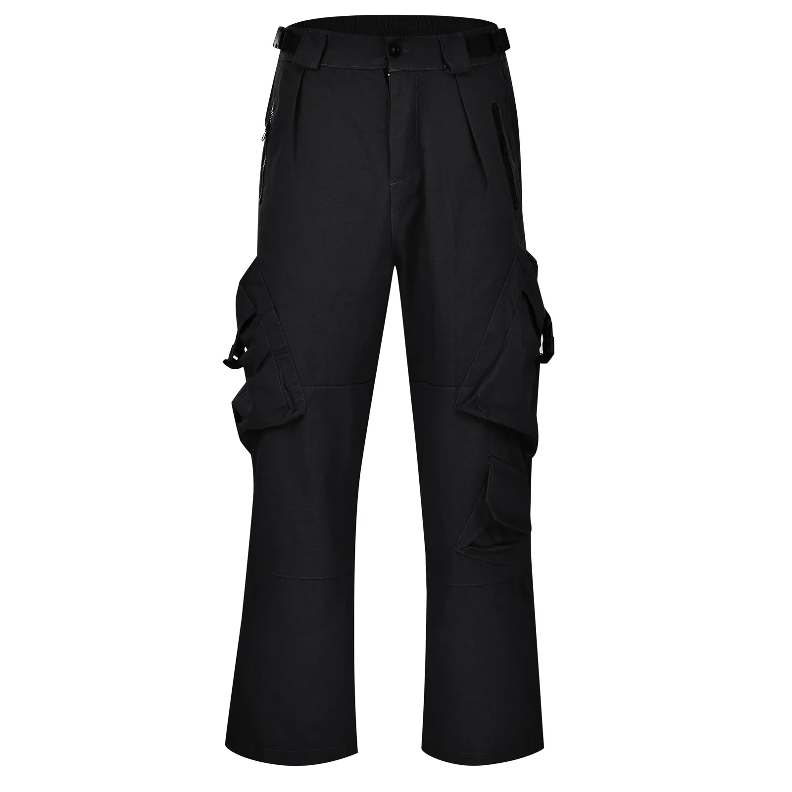 

Брюки-карго мужские прямые, винтажные повседневные штаны свободного покроя, с эластичным поясом, модные однотонные, с несколькими карманами