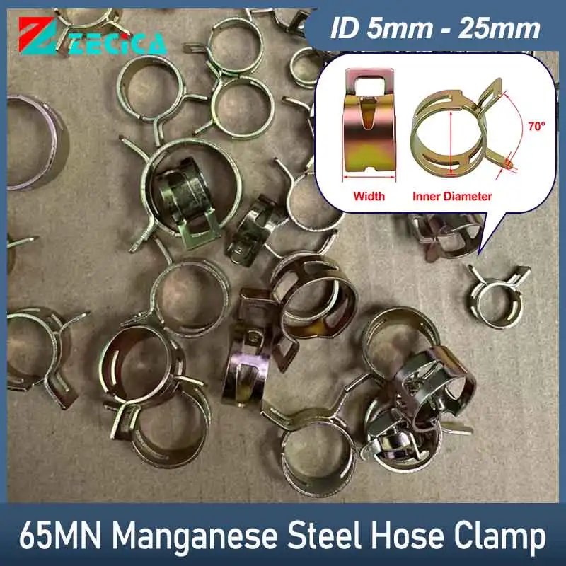 

10-50 шт., 65MN, марганцевая сталь, оцинкованный пружинный хомут, внутренний диаметр 5 мм ~ 25 мм, эластичная стальная пряжка, обруч для водопроводных труб