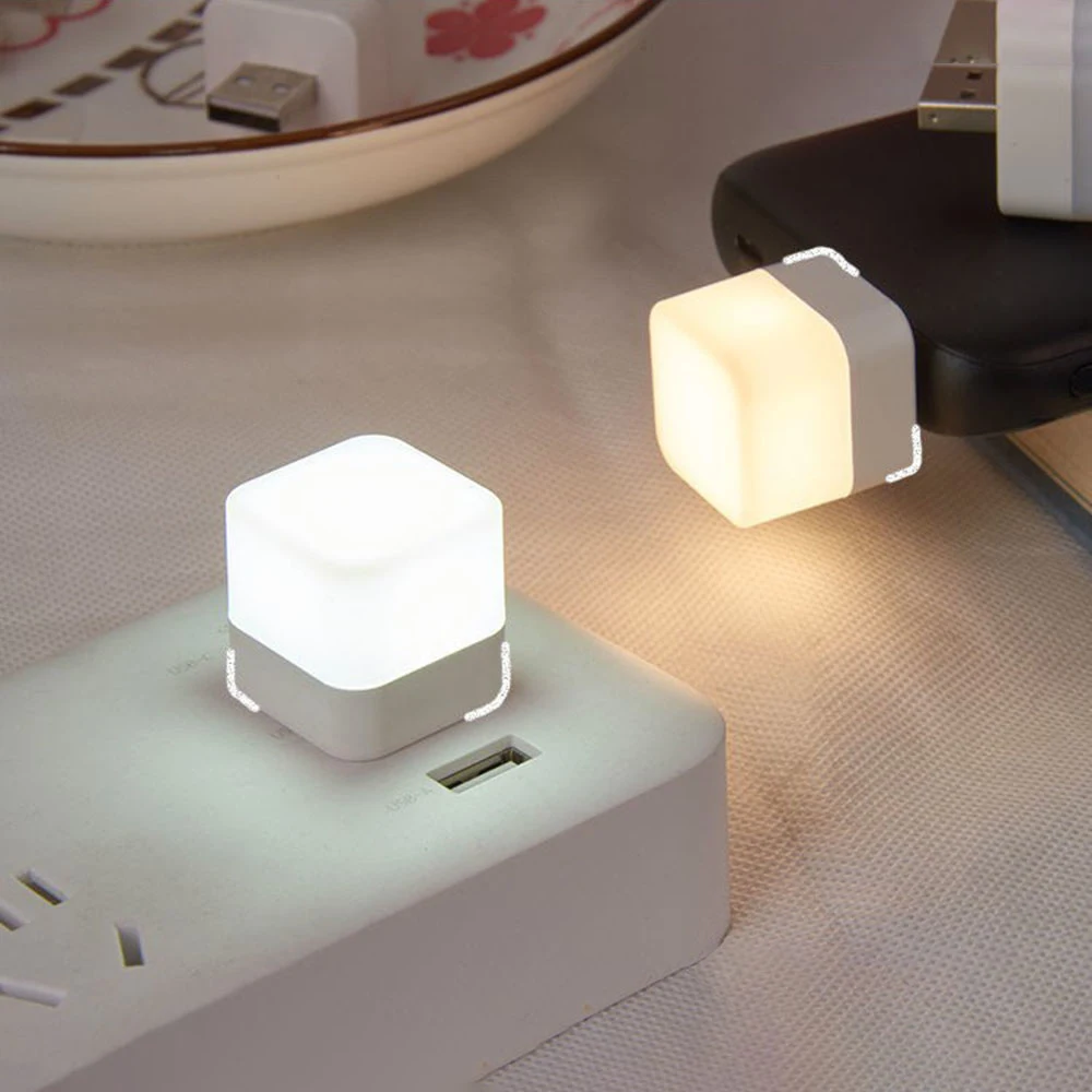 1pc USB Plug Lamp Small Night Light Computer Mobile Power Charging Mini Book Lamps LED Eye Protection Square Reading Light