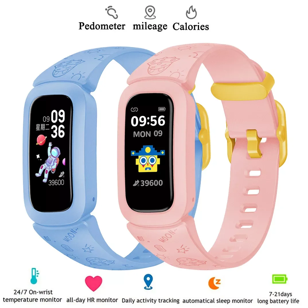 

Kids Smart Bracelet Blood Oxygen Heart Rate Body Temperature Health Monitor Alarm Clock Pedometer Digital Watch for Boys Girls
