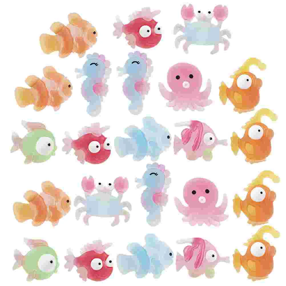 

60 Pcs Small Fish Crab Accessories Phone Case Charm Adorable Sea Animals Charms Children Supply Resin Flatback Lovely