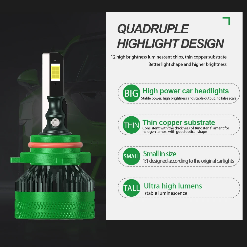 2/4 шт. автомобильные фары H11 HB3 6000K 12 В