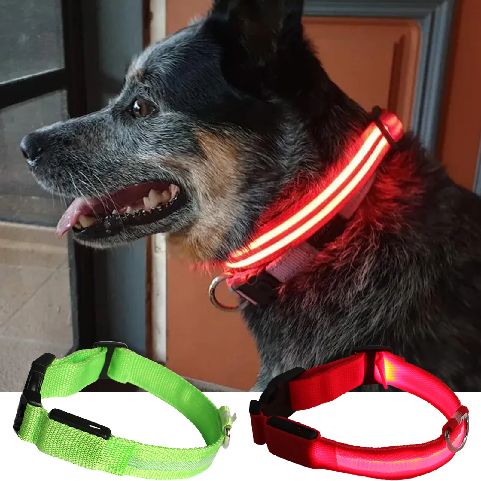 

Светодиодный ошейник для домашних животных, светящийся ошейник с USB зарядкой, защита от потери, мигающее ожерелье для маленьких собак, кошек...