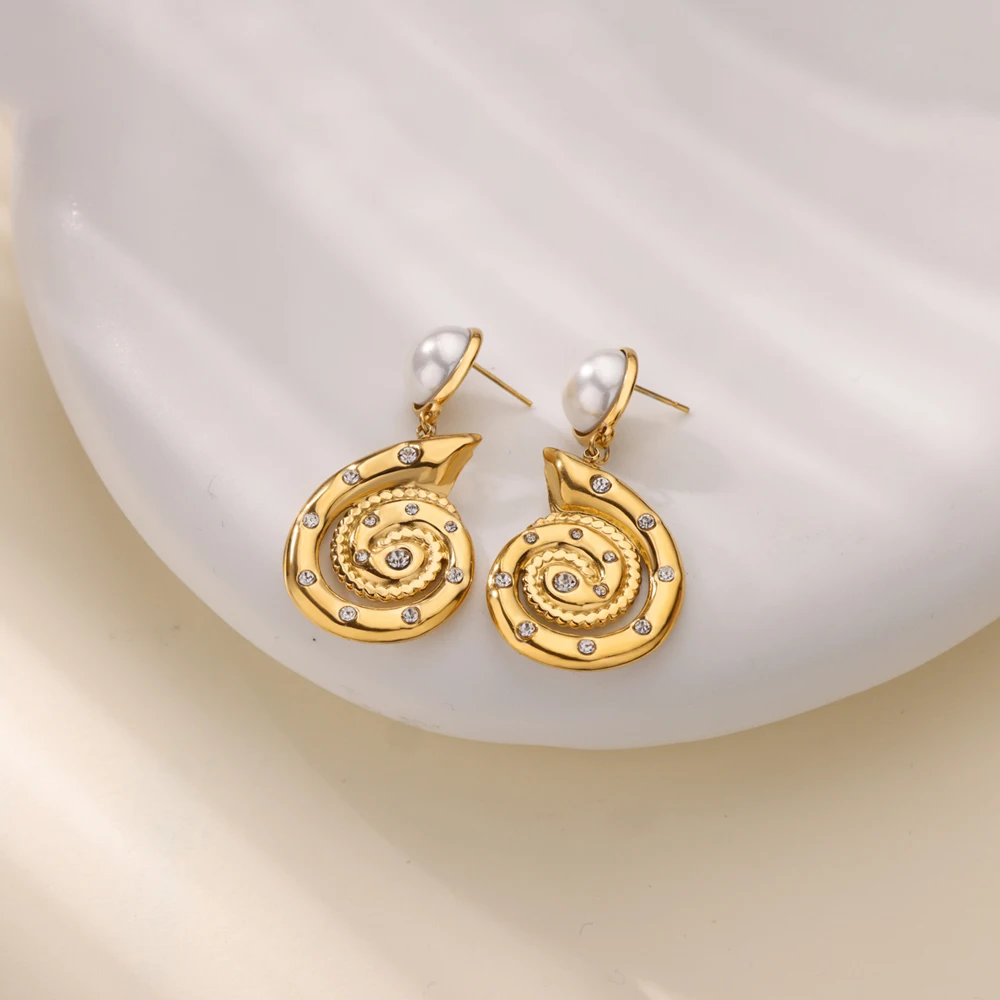 Французские винтажные серьги-улитки для женщин модные серьги из нержавеющей