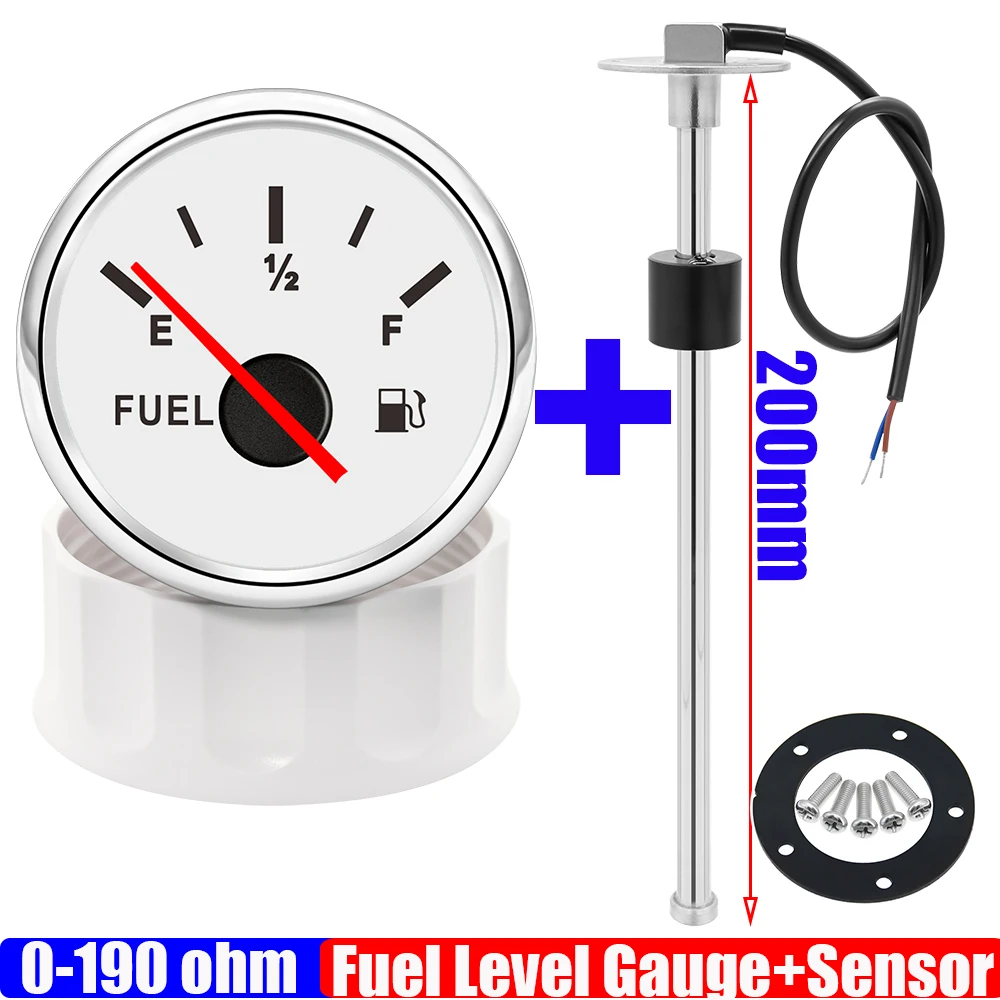 

Поплавковый датчик топлива из нержавеющей стали 0-190 Ом, автоматическая красная подсветка, 52 мм, датчик уровня топлива для морского автомобиля, кемпера, яхты, 12 В, 24 В, на заказ