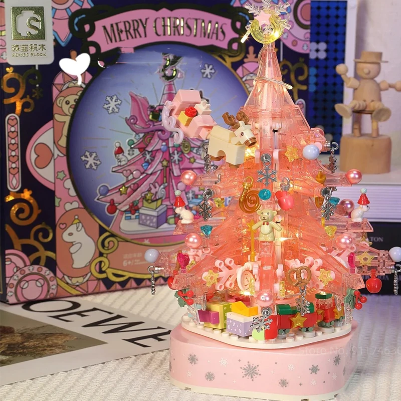 Рождественская елка тема вращающаяся музыкальная шкатулка строительные блоки