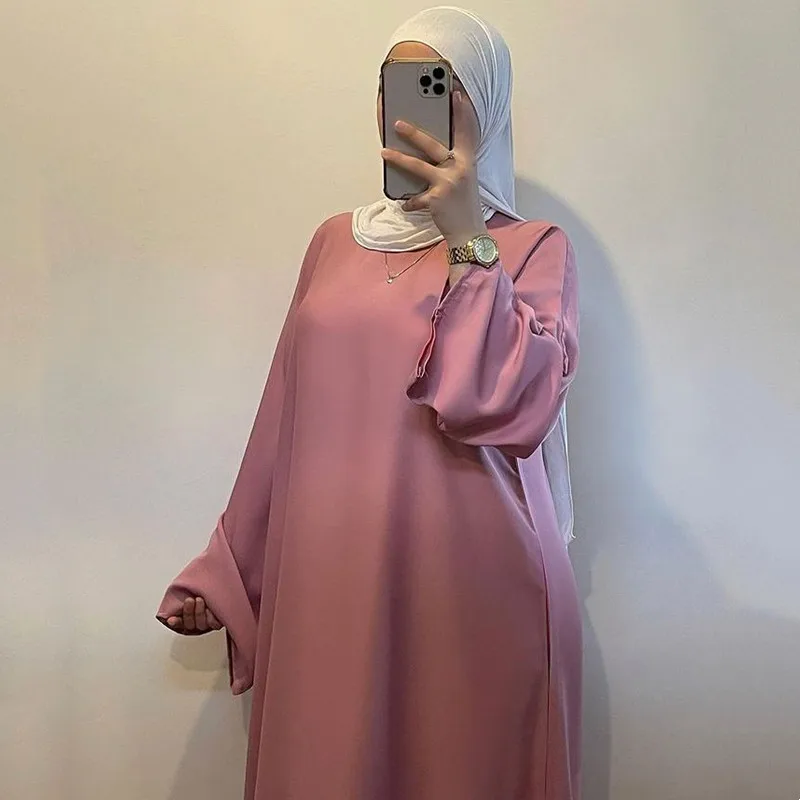 Satin Abaya Dubai Turkey Muslim Fashion Hijab Dress Plain Closed Belted Abayas for Women African Islam Modest Clothing Kaftan