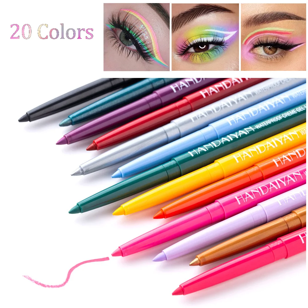 

6PCS/1PCS Waterproof Matte Eyeliner Gel Lasting Professional Sweatproof Non-smudge 20 Colors Ultra-fine Eyeliner Pencil