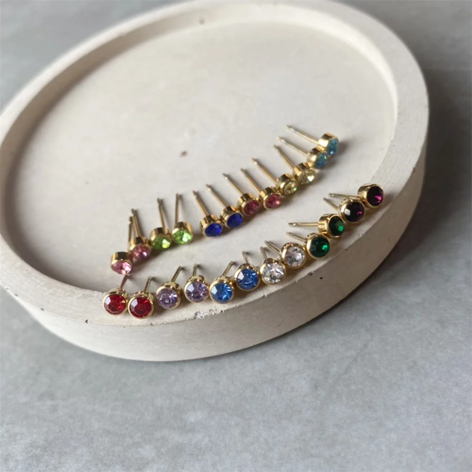 Серьги из нержавеющей стали 316L с цирконом