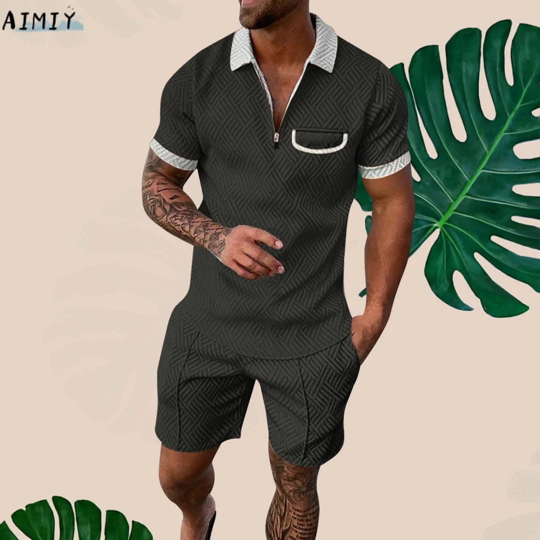 Tracksuit Clothing Men's T-Shirt Suit Summer Fashion Luxury Printed Men's Polo Shirt Short Sleeve And Shorts 2-Piece Street Set