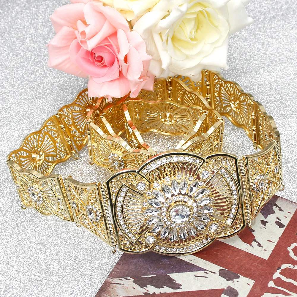 

Neovisson Fashion Arabic Morocco Belt Ethnic Wedding Dress for Women Jewelry Gold Silver Color Crystal Belly Chain Gift 2022