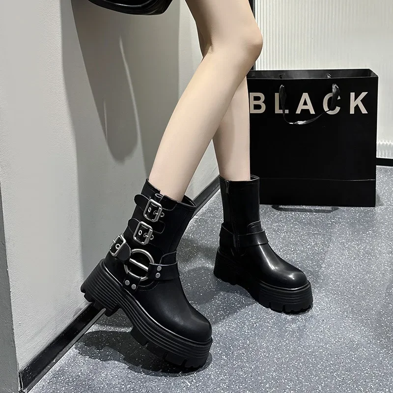 Женские мотоциклетные ботинки из натуральной кожи до щиколотки 6 5 см