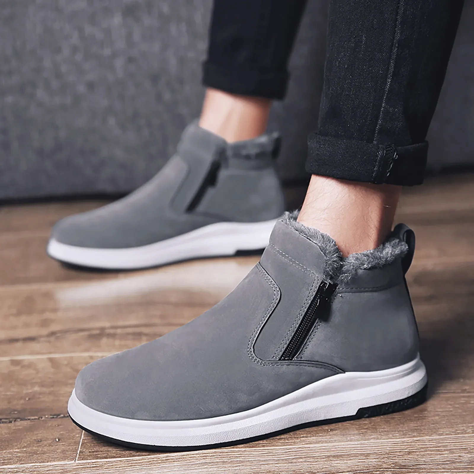 

Мужские ботинки в стиле ретро, черные водонепроницаемые ботильоны с мехом, плюшевая подкладка, военные ботинки, обувь для снега, зима 2019