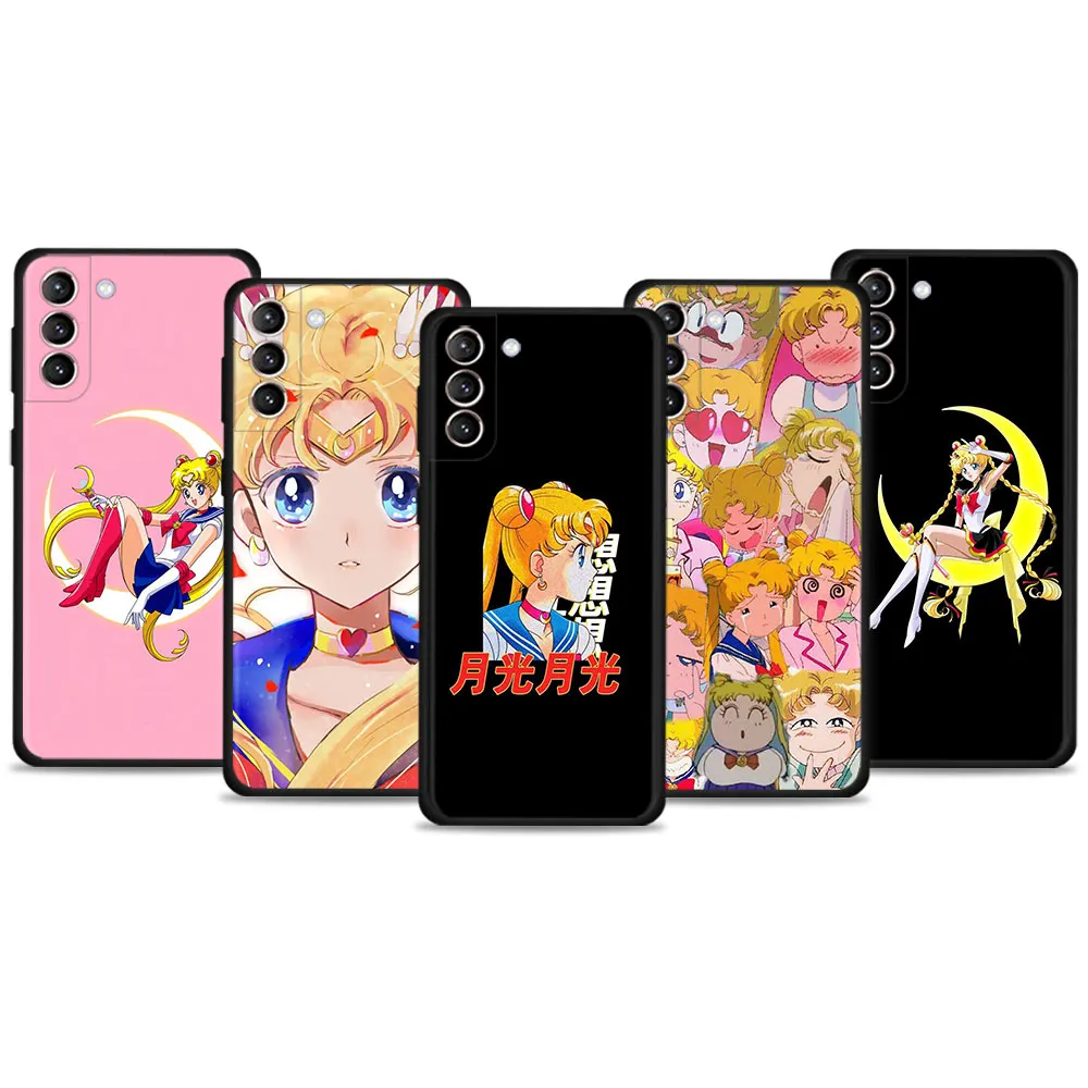 

Silicone Case Cover for Samsung Galaxy S22 S20 FE S21 Ultra S10 S9 S8 Plus S10e Note 20plus 10plus Funda Anime Sailor Girl Moon