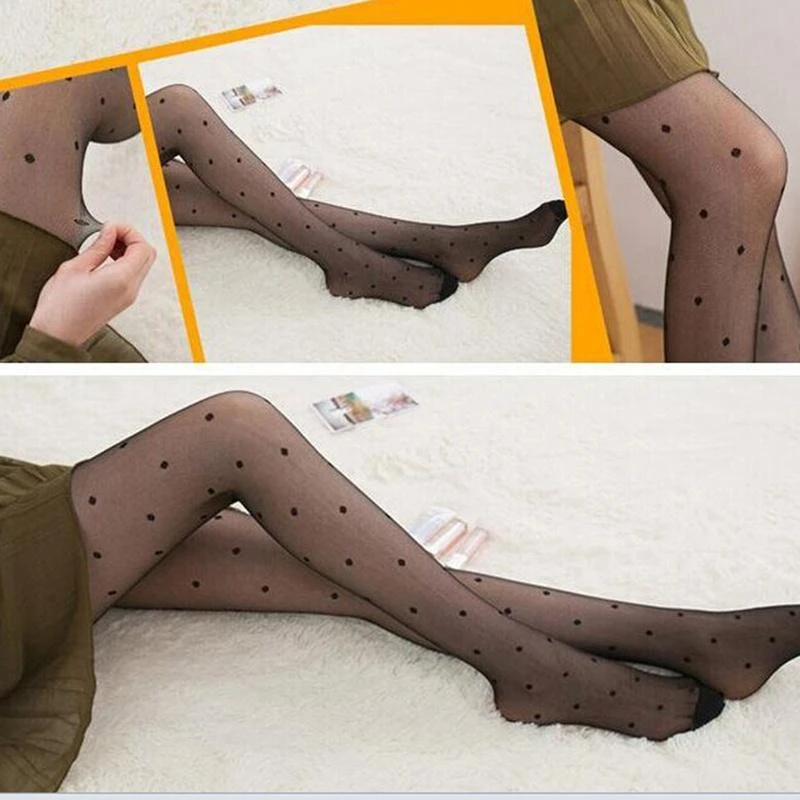 

Japan Style Dot Patterned Women Pantyhose Fashion Sweet Girl Black Sexy Tights Female Stocking Transparent Silk Tights