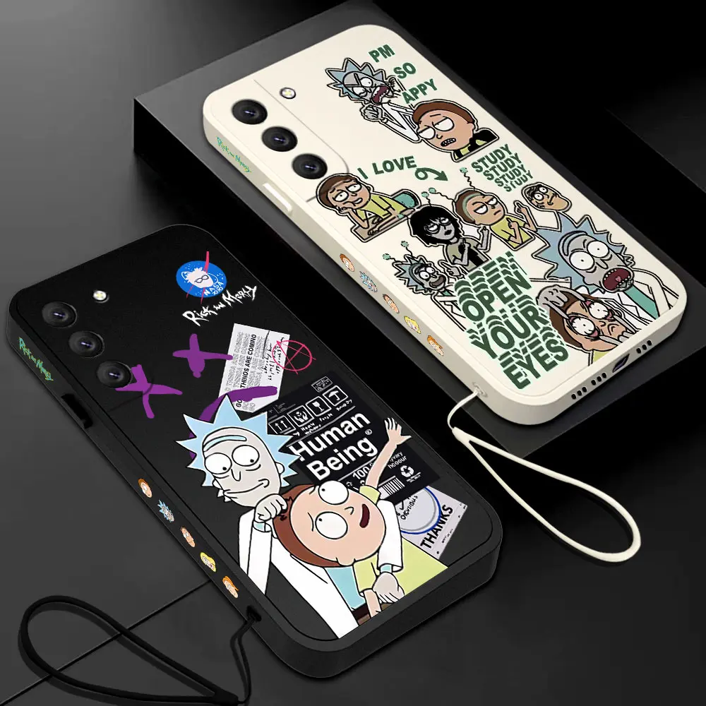

Funny Ricks and Morties Phone Case For Samsung Galaxy S23 S22 S21 S20 Ultra FE S10 4G S9 Note 20 10 9 Plus With Lanyard Cover