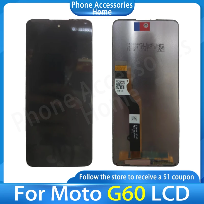 

6.8'' Original For Motorola Moto G60 LCD with Frame Display Touch Screen For Motorola G60 LCD PANB0001IN, PANB0013IN display