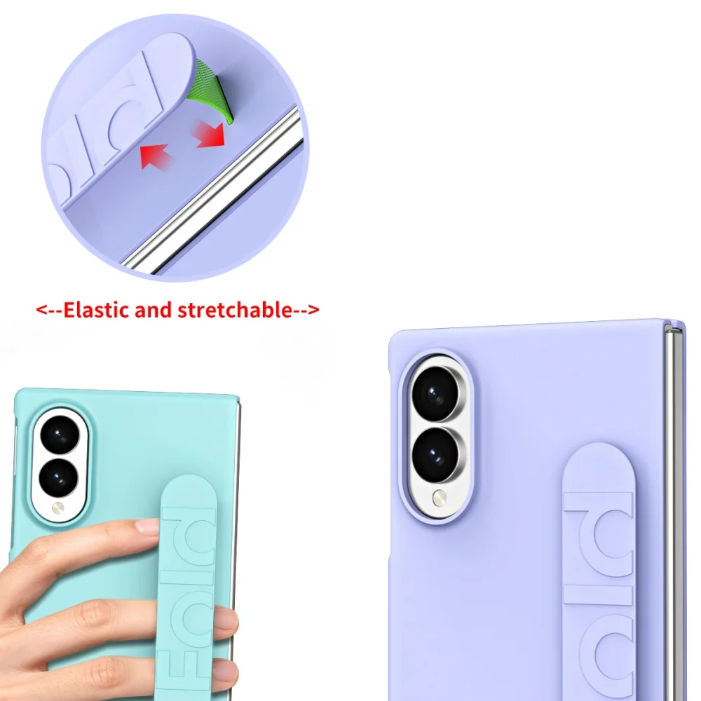Фото Новейший фиолетовый матовый эластичный чехол-браслет для Samsung Galaxy Z Fold 8 Ultra, Z Fold 8, 7, 6, 5 с ремешком на запястье, ударопрочный чехол. №3