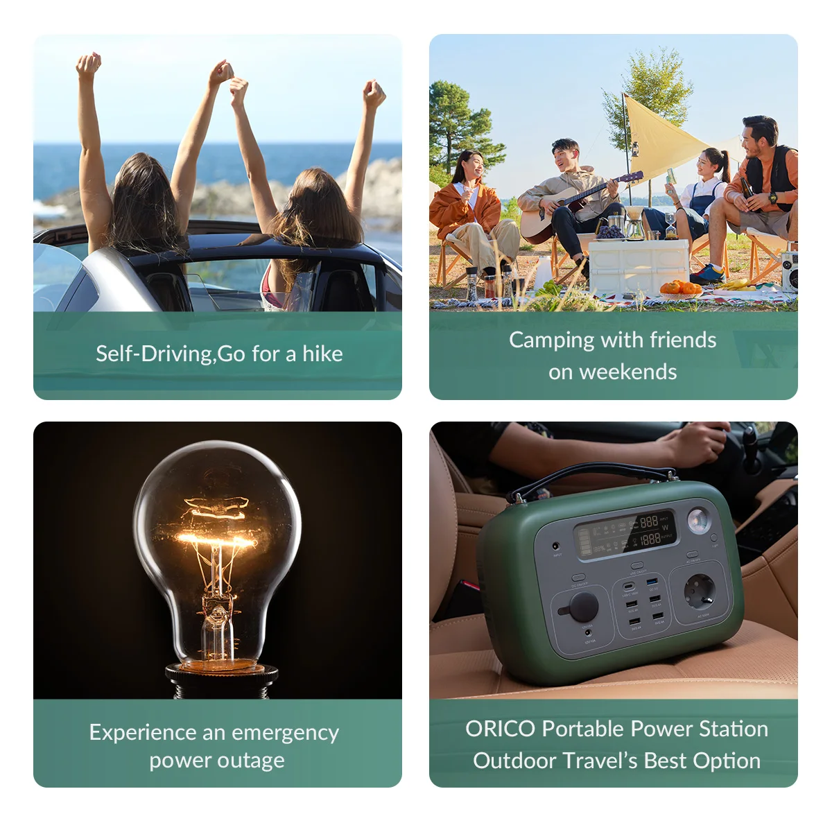 ORICO 500W Portable Power Station Pure Sine Wave AC 220V Output PD100W Charging Solar Panel Recharge for Outdoor Camping Travel