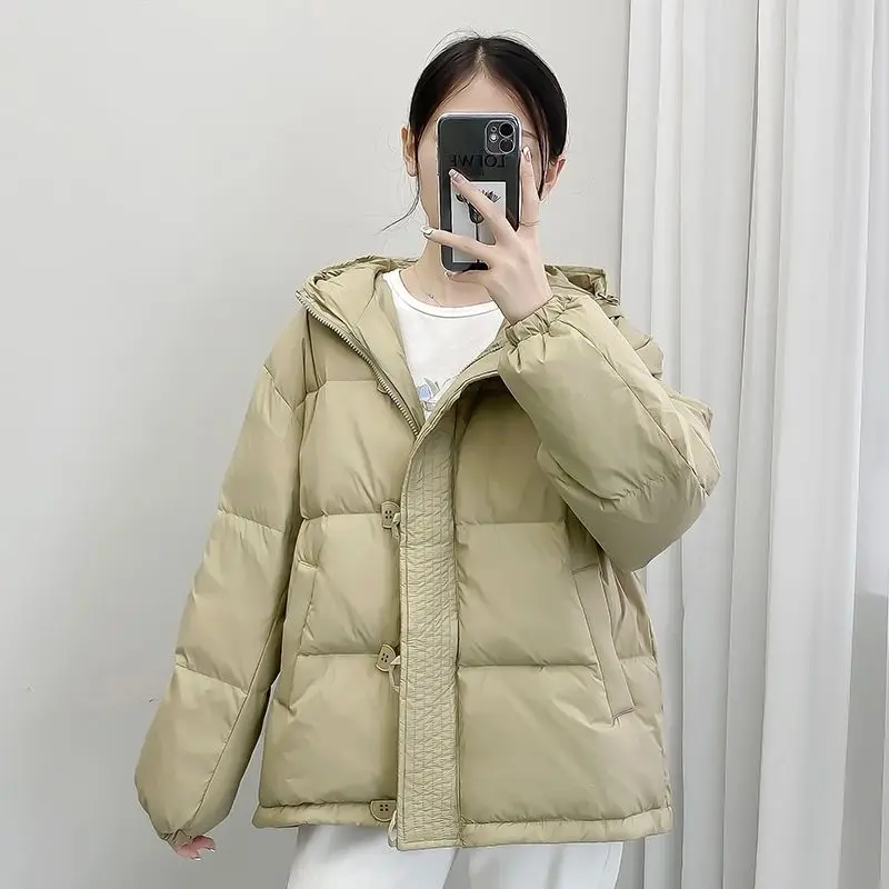 

Autumn Winter Wild Hooded Cotton Coats Womens Casual Loose Cotton-Padded Parkas Coat Winter Jacket Thicken Warm Down Cotton Coat