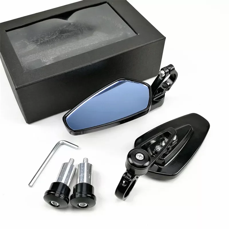 

Pair 7/8" 22mm Universal Motorcycle Aluminum Rear View Black Handle Bar End Side Rearview Mirrors