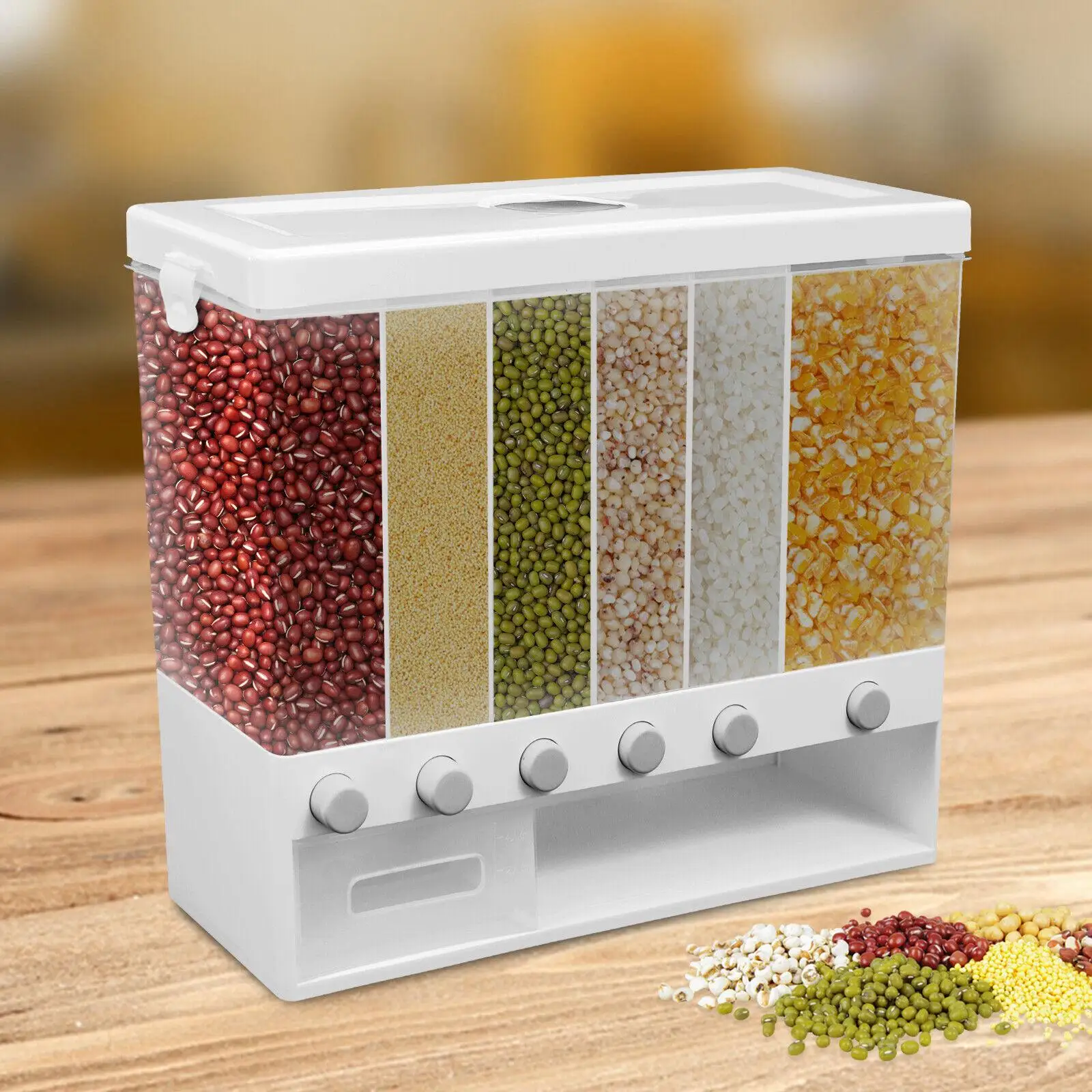 

10L Cereal Dispenser Wall Mounted Kitchen Dry Food Storage Container Tank