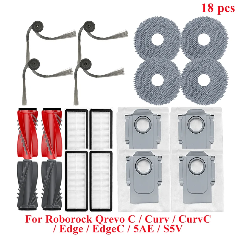 

Запасные части для робота-пылесоса Roborock Qrevo C / Curv / CurvC / Edge / EdgeC / 5AE / S5V, основная боковая щетка, часть фильтра