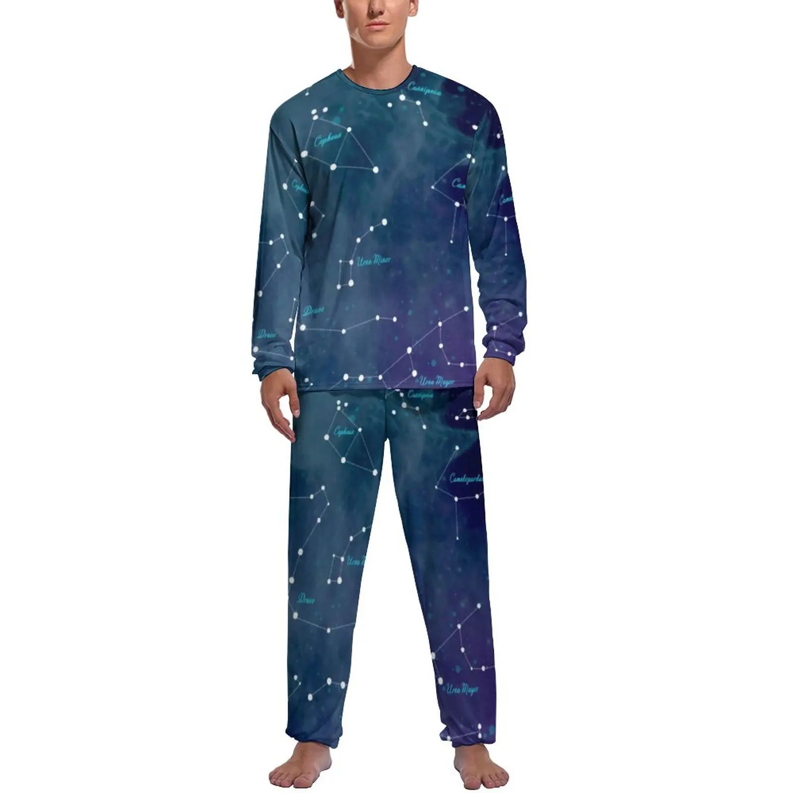 

Sky Map Print Pajamas Autumn Astronomy Lovers Night Sleepwear Male 2 Piece Design Long Sleeve Cute Pajama Sets