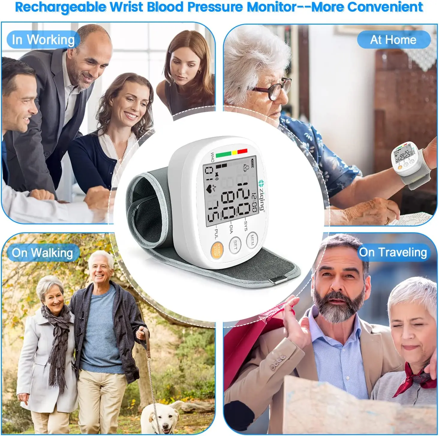 Цифровой наручный монитор артериального давления сфигмоманометр тонометр