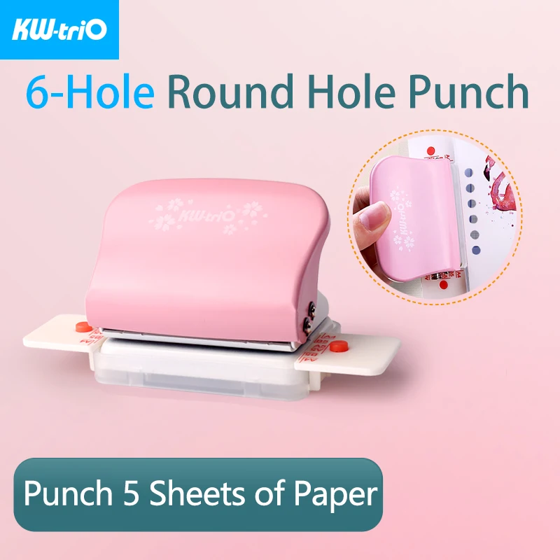 

KW-triO 6-hole Punch Notebook Round Hole Standard Punch Machine Planner Papers Puncher for A4 A5 B5 Scrapbooking Binding Rings