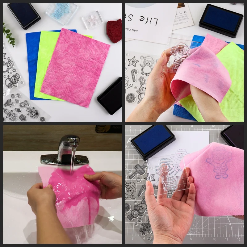 

3Pcs Stamp Shammy Add Water To Throughly Hydrate The Cloth Then Wipe Your Stamps for A Perfect Clean Reusable Suede Cloth Tools