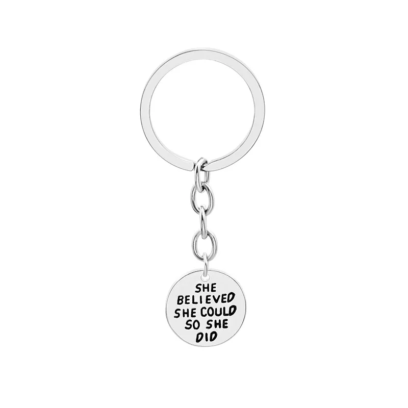 

Hot Selling Personality New Shebelievedshecoulososhedid Inspirational Keychain Fashion Alloy Engraved Letter Pendant Pendant