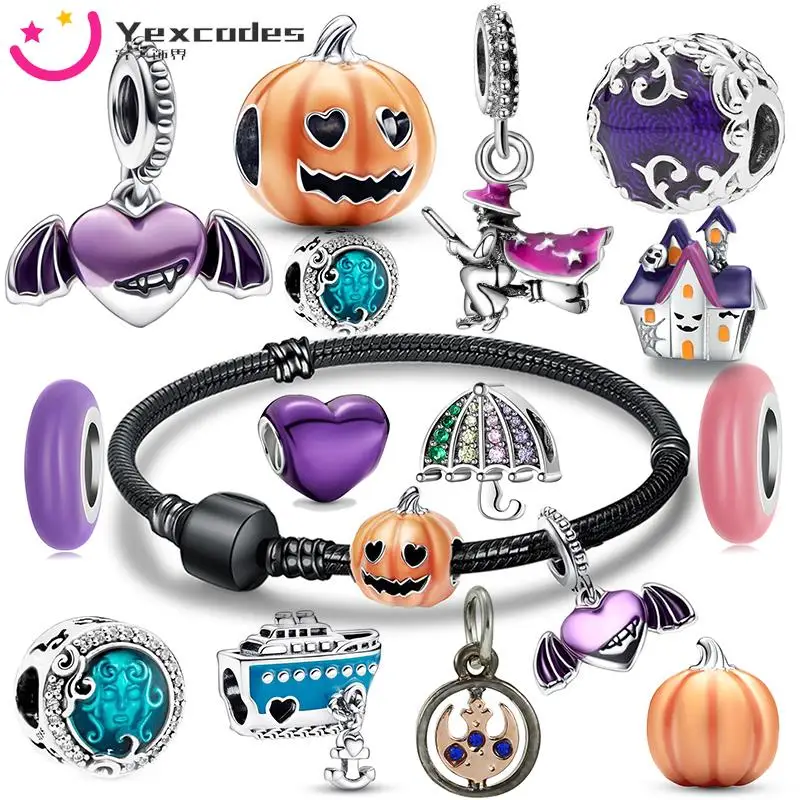 

Фиолетовые Подвески Yexcodes, подвеска в виде ангела, бусины в виде тыквы, подвеска «сделай сам», черный мистик, черный брендовый браслет для женщин, мужчин, женщин, подарки для жены