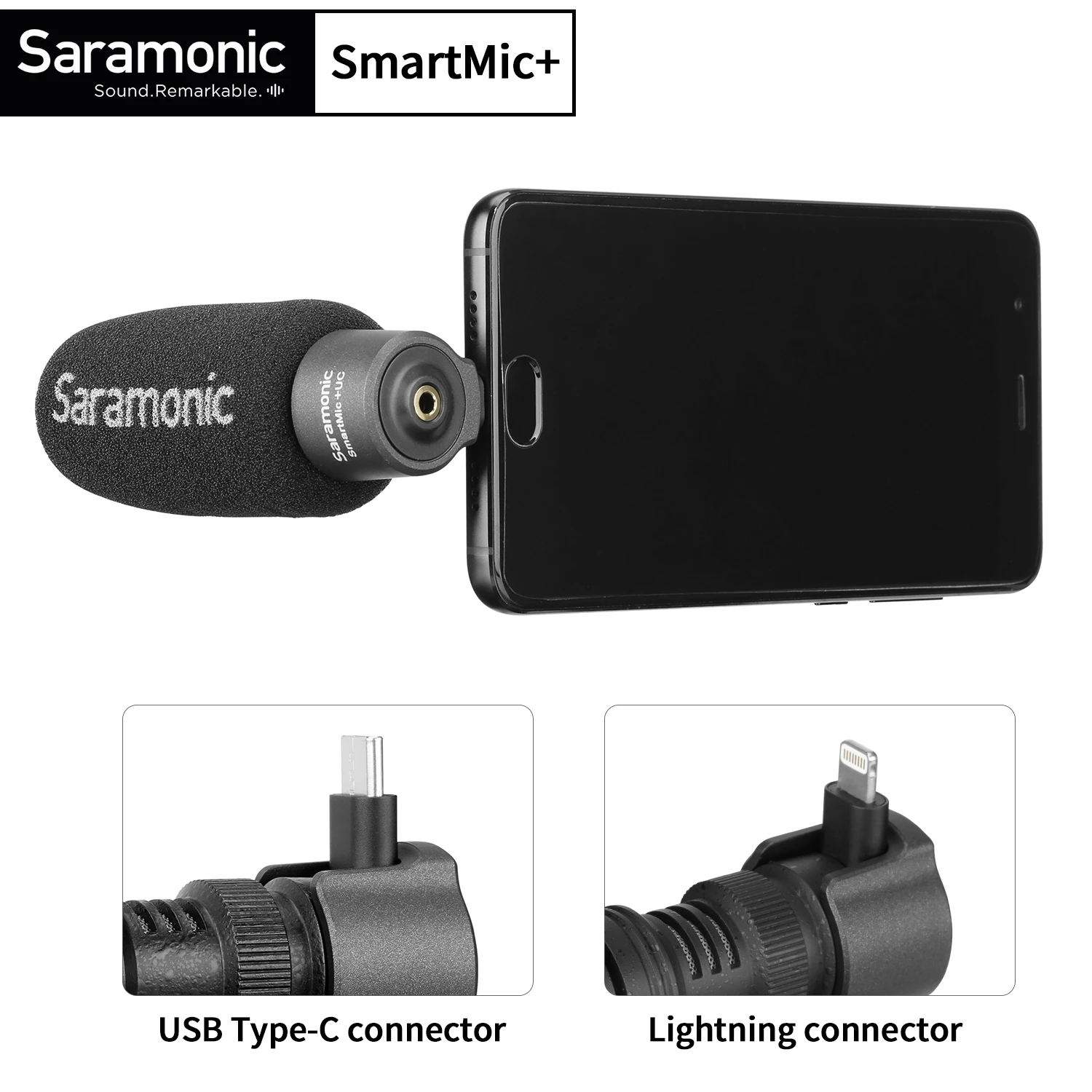 Saramonic SmartMic + Di/UC Type-C Directional Microphone with Foam Windscreen for IOS iPhone 13 11 7 7 plus Android Smartphones