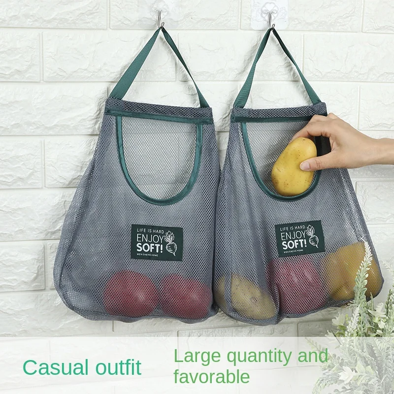 

Carry Fruit and Vegetable Hanging Bags Onion Ginger and Garlic To Store Storage Net Hollow Kitchen