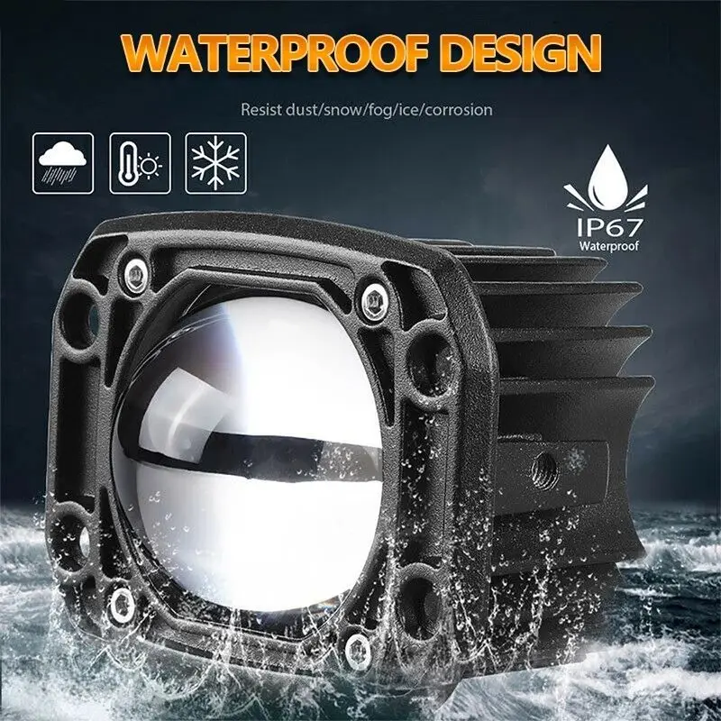 3-дюймовый 8D светодиодный рабочий фонарь для скрытого монтажа 30 Вт двухцветная