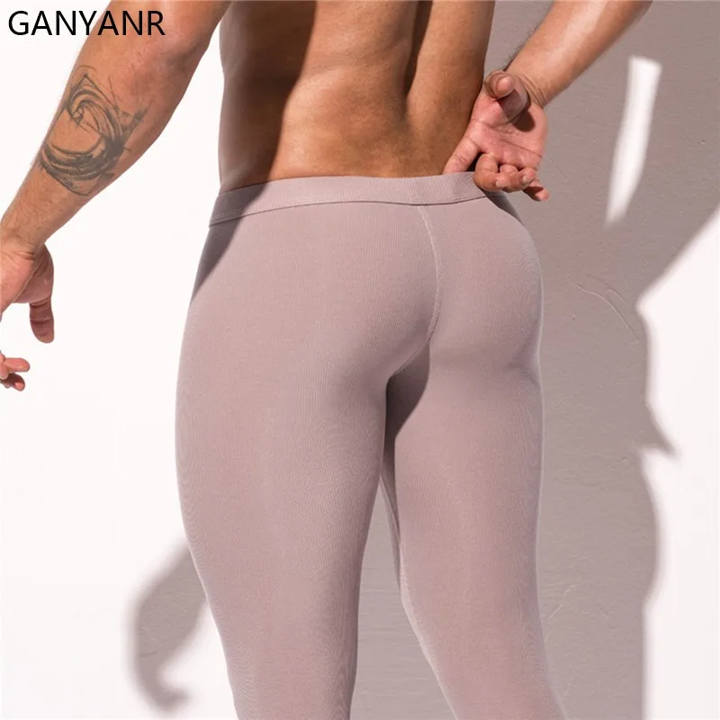 GANYANR Running Tights Men Compression Pants Sportswear Legging Fitness Gym Sport Sexy Basketball Yoga Workout Training Crossfit
