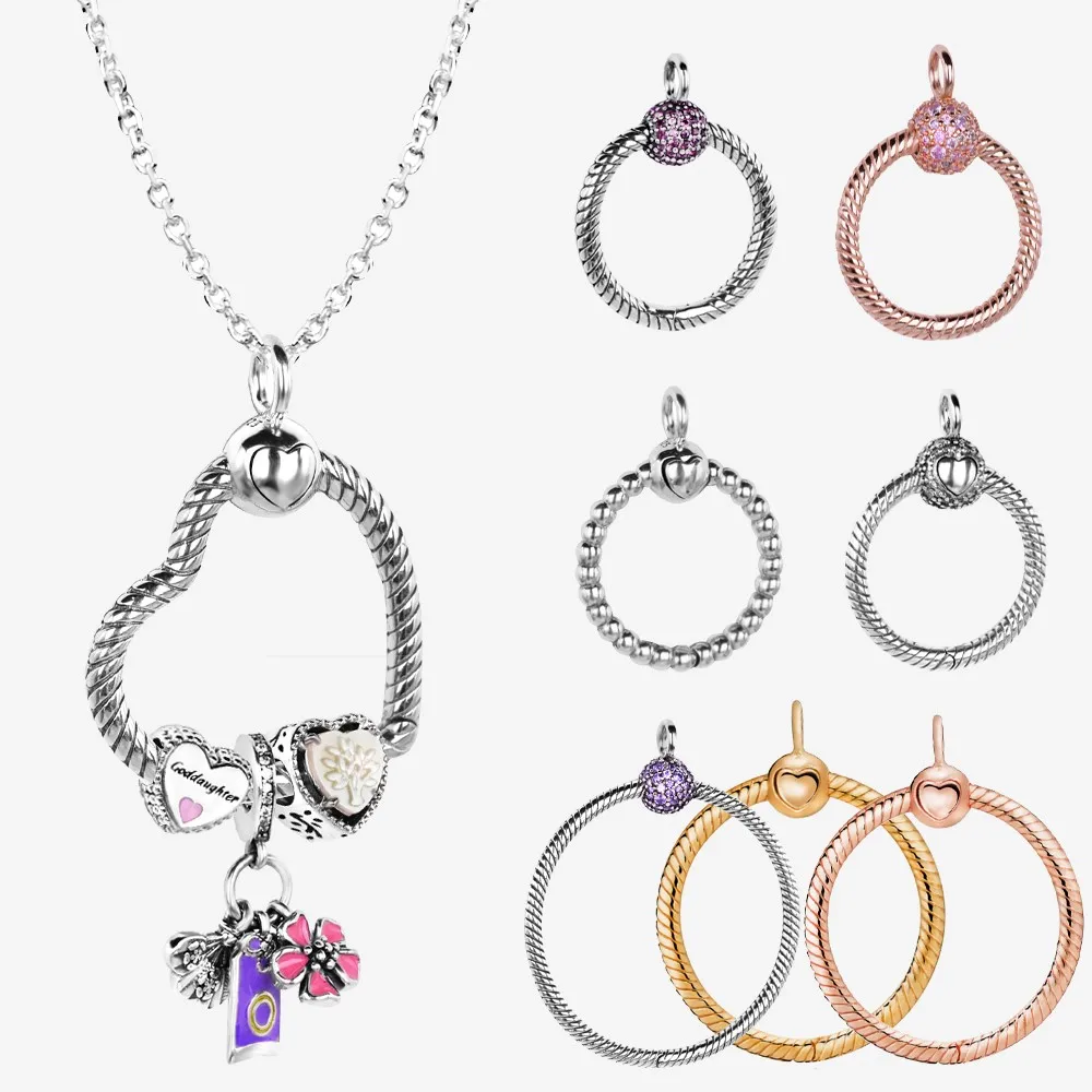 

Authentic 925 Sterling Silver Small Large O Pendant Charms Fit Original Europe Necklace DIY Charm Bead Fine Jewelry Gift