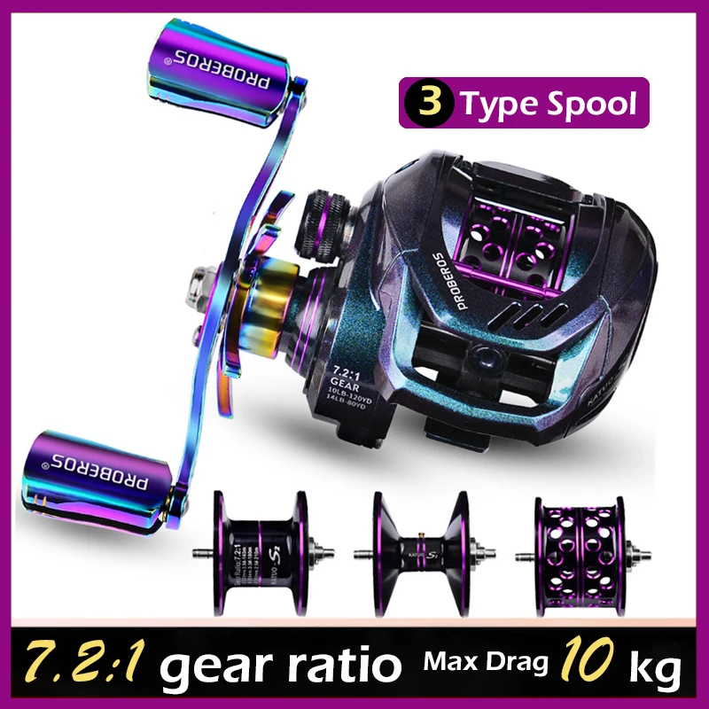 

Casting Reel 9+1 Ball Bearings 7.2:1Gear Ratio Baitcasting Reel 10KG/22 Lbs Max Drag Metal Spool for Bass Fishing