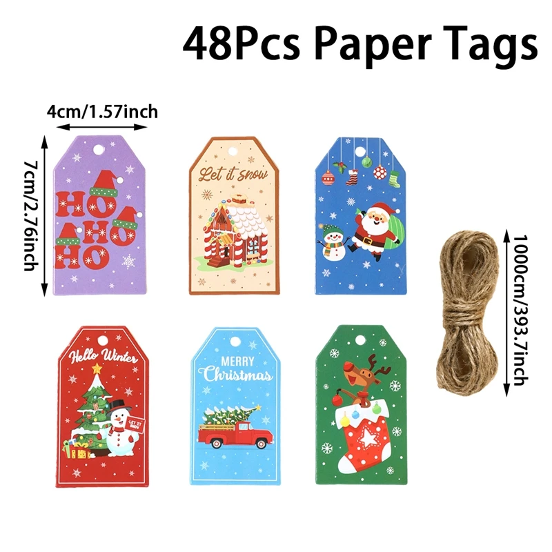 

Рождественские бумажные бирки 48 шт